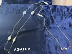 AGATHA シルバー ロングネックレス