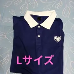SHEIN ネイビー ポロシャツ Lサイズ ハート刺繍