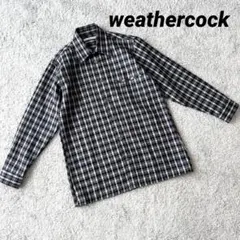 美品✨【ウェザーコック】チェック柄 長袖シャツ グレー 黒 S 大人カジュアル