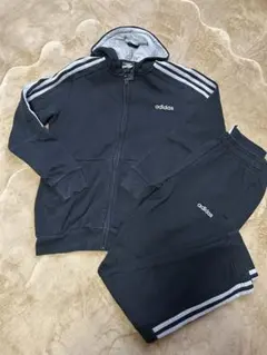 adidas スウェットジャージ上下セット 黒　160
