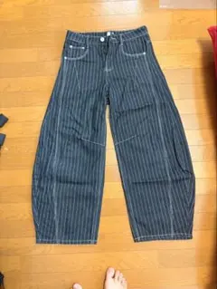 地底人ストライプ ワイド デニム パンツ - メルカリ