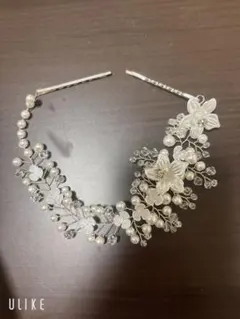 ウェディング用ヘッドドレス 花とパール