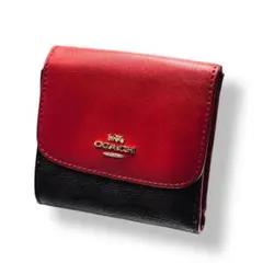 【美品】COACH コーチ 二つ折り財布 ミニ財布 赤