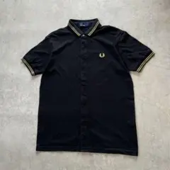 Fred Perry 半袖ポロシャツ ブラック×ゴールド リブライン 英国製