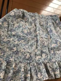 スカートタイプエプロン　ブルー花柄