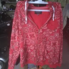 Used Мишка バンダナ柄 レッドパーカー Mサイズ