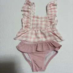 キッズ セパレート水着 ピンク ギンガムチェック 100cm