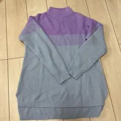 グレーとパープルのタートルネックニット　美品！冬