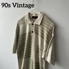 90sVintageビンテージサマーニットmコットンリネンmポロシャツメンズ半袖のサムネイル