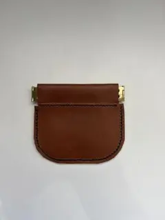 ブラウンレザー フラップ式コインケース