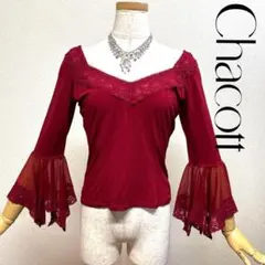 6257★チャコット★M エンジ系 レース トップス 社交ダンスのサムネイル