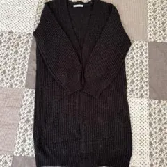 美品! ロングニットカーディガン　黒　Free