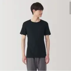 【無印】紳士さらっと綿クルーネック半袖ＴシャツXL黒色のサムネイル