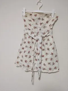 フラワープリント ノースリーブワンピース ビスチェワンピース Sサイズ