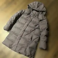 UNIQLOシームレスグレー ダウンジャケット フード付き ロング丈コート S