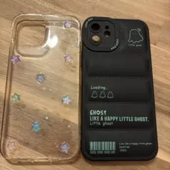 iPhone12用ケース 2点セット 星柄 ゴースト柄