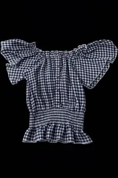 古着 チェック柄 紺色 ブルー 半袖