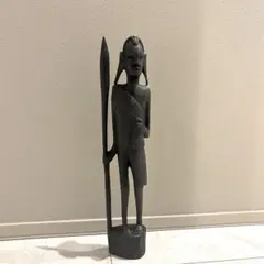 古い　マサイ族　木彫り　アフリカ黒檀　民芸品　タンザニア　置物　ブラックウッド