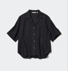 UNIQLO／ユニクロ　リネンブレンドオープンカラーシャツ（半袖）　ブラック　Sのサムネイル