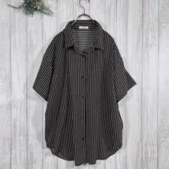 ☆ルティーク/Lutique (M) ストライプ シャツ 長袖 ブラック系