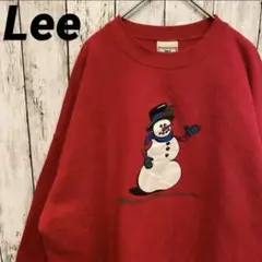 アメリカ古着Lee 雪だるまプリント スウェット　トレーナー　レッド