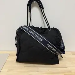 【完売商品】BAYFLOW ベイフロー ロゴテープビッグキルトトート ブラック