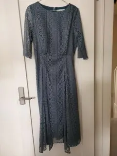 【春夏】ダークブルー レースワンピース M