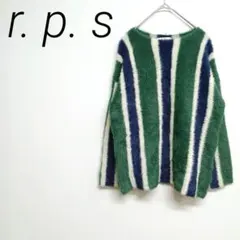 r. p. s ニット長袖　ストライプ　フワフワ生地　グリーンM ☆2844のサムネイル