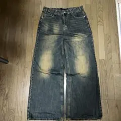 ワイドレッグダークブルーデニム