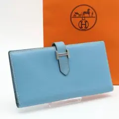 【極美品】HERMES ベアンクラシック ブルージーン シルバー金具　長財布のサムネイル
