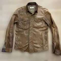 ÉDIFICE 羊革 スナップタイプ ブラウン レザーシャツジャケット