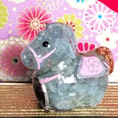 アクアマリン 馬の置物 オルゴナイト アイオライト 3月誕生石