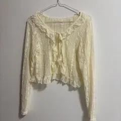 レース フリル カーディガン アプリコット