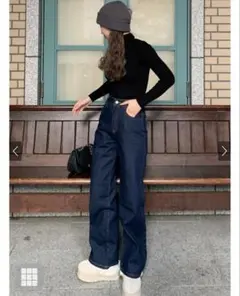 GRL グレイル　ハイウエストセミワイドデニムパンツ[fo1843]