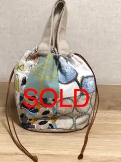 ハンドメイド 2wey 丸型巾着バッグ