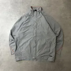 NIKE古着ナイロンジャケットフルジップ刺繍口ゴスウッシュグレーDB13