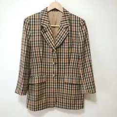 美品 DAKS ダックス ハウスチェック ウール テーラードジャケット 9ARのサムネイル