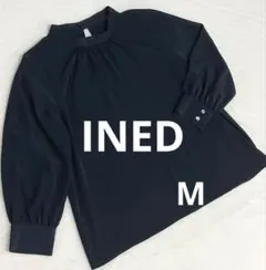 【イネド】INED タックギャザー　ブラウス　M ブラック　ボトルネックのサムネイル