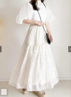 GRL ドット柄オーガンジーティアードスカート kz488