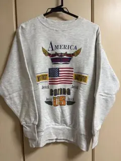 アメリカ国旗 グレー スウェットトレーナー　古着
