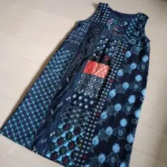 ハンドメイド♪着物リメイク　絣　ジャンパースカート⑤