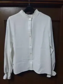 【vis】新品未使用タグ付きフリル襟 ホワイトシャツ 長袖 2ＷＡＹ