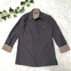 【極美品】BURBERRY BLACK LABELノバチェックベルベット シャツ