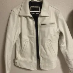 レザー　ジャケット　ライダース(ホワイト)