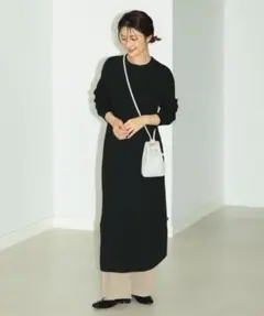 ビーミングバイビームス サーマルワンピース ブラック ロング丈 長袖