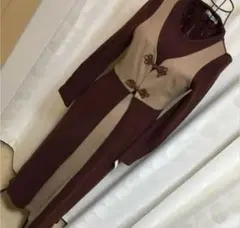 ヴィンテージ タグ付き未使用 チャイナ風ロングワンピース 古着