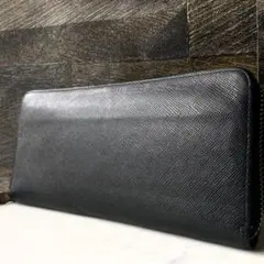 美品 ポールスミス ラウンドファスナー サフィアーノレザー 長財布 ストライプ