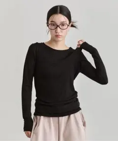 NUJOH ブラック レイヤードカットソー