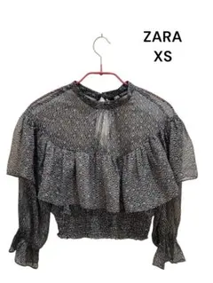 ZARA ザラ　XS シースルーフリルブラウス　クロップドトップス