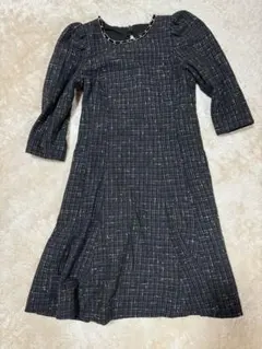 JILL STUART チェック柄 七分袖ワンピース Sサイズ